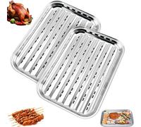 Bandeja para Asar de Acero Inoxidable Reutilizable Fuente para Asar de Acero Inoxidable Plateada Bandeja Barbacoa Con Agujeros para Asar Al Aire Libre, Accesorios para Asar Verduras, Pescado O Carne