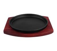 Bandeja para Asar Redonda de Hierro de 24cm para Barbacoa | Cocción Teppanyaki y Servicio Chisporroteante, Color Marrón, Uso Doméstico, Apta para Carne y Huevos