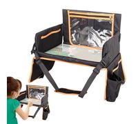 Bandeja para asiento de coche para viajes infantiles, mesa para niños pequeños, soporte para tableta, organizador de aperitivos, con estante para vasos, portátil, viaje, avión, coche