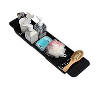 Bandeja para Bañera Extensible, Estante de Baño Ajustable, Bandeja de Baño para Bañera, Mesa para Bañera, Tabla de Bañera, Organizador de Bañera para Copas de Vino, Vela, Libros, Tabletas y Teléfono