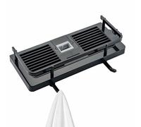 Bandeja para barra de ducha sin taladrar, organizador de baño, diseño de drenaje, estante para esponjas, toallas, cepillos corporales, estropajos