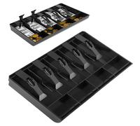 Bandeja para caja registradora, 5 compartimentos billetes, 4 monedas, estuche ABS, organizador dinero clip resorte