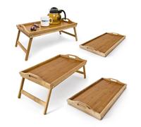 Bandeja para cama Bandeja bambú Mesita con patas plegables 4 bandejas desayuno