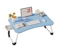 Bandeja para Cama con Cajón, Mesa Plegable de Desayuno, Ideal para Portátil, Ordenador y Libros, Ergonómica, 60x40x28 cm, Azul