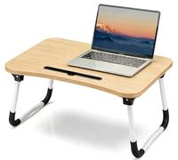 Bandeja para Cama, Mesa de Cama Plegable Desayuno, Ergonómica, Ideal para Portátil, Ordenador y Libros, Mesa Auxiliar con Atril para Leer en la Cama 50x30x22 cm, Madera
