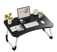 Bandeja para Cama Plegable: Mesa para Cama y Sofá con Portavasos, Mesa Cama Ordenador en Tablero MDF y Metal, 60x40x28 cm