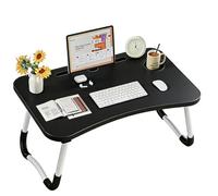 Bandeja para Cama Plegable: Mesa para Cama y Sofá con Portavasos, Mesa Cama Ordenador en Tablero MDF y Metal, 60x40x28 cm