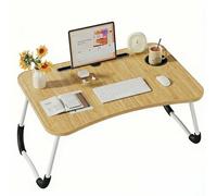 Bandeja para Cama Plegable: Mesa para Cama y Sofá con Portavasos, Mesa Cama Ordenador en Tablero MDF y Metal, 60x40x28 cm, Estampa de Bambú