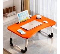 Bandeja para Cama Plegable: Mesa para Cama y Sofá con Portavasos, Mesa Cama Ordenador en Tablero MDF y Metal, 50x30x23 cm (Naranja)