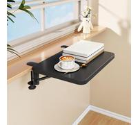 Bandeja para Cama y Extensión de Escritorio Plegable con Abrazadera | Estante Flotante De Madera Multiuso Para Oficina, Cocina Y Balcón, Sin Perforación, 40-90 Cm(Black,19.7*10in)