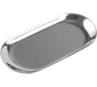 Bandeja para Caramelos, 1 Bandeja de Almacenamiento de Metal de Acero Inoxidable, Ovalada para Aperitivos, Frutas, cascabeles, Llaves, cosméticos, Joyas, Acero Inoxidable, Plata, Small（180mm*80mm）
