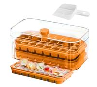 Bandeja para cubitos de hielo con tapa - Molde de 2 capas prensa Bloques de hielo desmoldar fácil 64 rejillas | Bandeja para congelador de cocina - Para whisky cóctel café vino casa