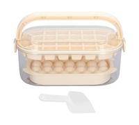 Bandeja para cubitos de hielo con tapa y contenedor, bandejas cuadradas redondas para cubitos de hielo, kits de cubitos de hielo con pala para hacer 54 piezas para enfriar bebidas (Beige)