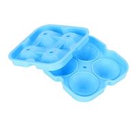 Bandeja para cubitos de hielo de cristal de 4 rejillas |Forma de silicona reutilizable para whisky/cócteles/bebidas |Tolerante al calor hasta 230 °C y apto para lavavajillas (Blue)