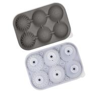 Bandeja para cubitos de hielo de silicona para cócteles, jugo de 6 cavidades redondas, bandeja de hielo grande, tapa segura con embudo