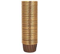 Bandeja para cupcakes de 200 piezas, vaso de papel para hornear, molde para hornear, muffins para pastel, adecuado para fiestas de bodas (Trompeta número 3830-Oro por dentro y café por fuera)