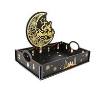 Bandeja para de RamadanSweet con asas, 20 x 14 x 14,5 cm, bandeja GoldEid Al-Fitr, decoración MubarakHome, soporte decorativo en capas, para cocina, comedor, bar y sofá