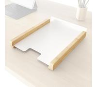 Bandeja para documentos sin plástico y respetuosa con el medio ambiente hecha de bambú 100% FSC y metal blanco (mantiene el orden en el escritorio y el lugar de trabajo, práctico) - KD Essentials