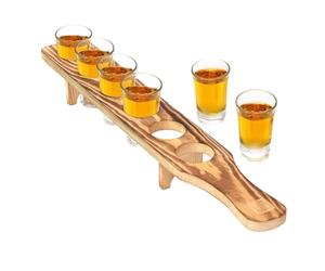 Bandeja para estante de vidrio - Unidad de exhibición de madera para servir tequila, de soporte para portavasos de vino para 6 copas, estante para vidrio de tequila | Solución de organización