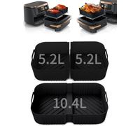 Bandeja para freidora de aire compatible con Ninja AF500EU 10.4L accesorio para freidora de aire para Ninja Foodi Flex Cesta de silicona para Air Fryer reutilizable y lavable (5,2 x 2 + 10,4 x 1)