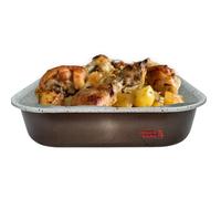 Bandeja para freidora de aire y horno, cuadrada de 20 cm y 5 cm de altura, de aluminio revestido, efecto piedra, perfecta para freidoras de 5-8 litros
