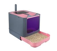 Bandeja para gatos autolimpiante, bandeja para gatos con rayos ultravioleta, 44,5 x 36,5 x 34,5 cm, color rosa