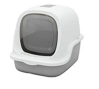 Bandeja para gatos, bandeja para gatos grande con tapa, inodoro para gatos, bandeja para mascotas con tapa, diseño simple de estructura interna de arena para gatos -49 x 38 x 39 cm, gris