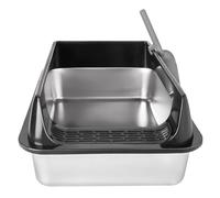 Bandeja para gatos grande - Caja Litiere - No atrae los olores - con pala 60 x 40 x 30 cm (grande) negro