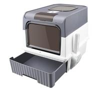 Bandeja para gatos y casa de aseo cerrada, grande y plegable con tapa y kit desodorante, caja extraíble de plástico, 49 x 37 x 35 cm, color gris