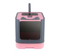 Bandeja para Gatos y Conejos Grande de Acero Inoxidable - Casita Automática Autolimpiante - 44,5 x 36,5 x 34,5 cm - Rosa