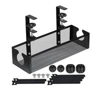 ＡＷＨＡＯ Bandeja para gestión de cables debajo del escritorio con abrazadera, organizador de cables multifuncional de gran capacidad para oficina y sala de