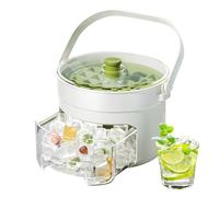 Bandeja para Hielo | 2 Bandejas Apilables - Diseño Tipo Cajón con Contenedor, Cuchara y Asa | para Congelador y Cocina, Enfriar Bebidas, Café, Cóctel, Whisky