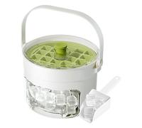 Bandeja para hielo con tapa | 2 piezas apilables | Molde para cubitos de diseño de cajón con recipiente, paleta y asa | para congelador, bar, , café, whisky