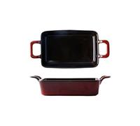 bandeja para hornear, Bandeja for hornear de cerámica doble oreja 600 ml, estilo vintage, for horno, for restaurante, for verduras, queso y arroz(Red)