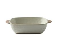 bandeja para hornear Bandeja for hornear de cerámica vintage, cuadrada, honda y con doble asa, diseño piedra, for el hogar bandeja para hornear(Blanco,Grande)