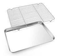 Bandeja para hornear con estante, E-far de 13 x 18 pulgadas, bandeja de metal con borde con rejilla de enfriamiento para carne de tocino, apto para lavavajillas