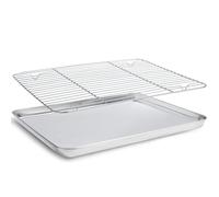 Bandeja para hornear con rejilla de alambre apta para horno/microondas/máquina de pan, sartenes antiadherentes sin revestimiento para galletas, tocino, carne, aptas para lavavajillas (40-30-2.5)