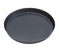 Bandeja para hornear de acero al carbono antiadherente, bandeja para hornear redonda con chasis móvil y borde ondulado para hornear 24 x 2,8 cm(Negro)