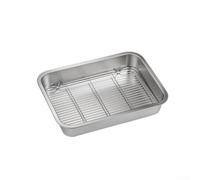Bandeja para hornear de acero inoxidable con estante de enfriamiento, conveniente para asar y deshidratar alimentos (26 x 20 x 5 cm)