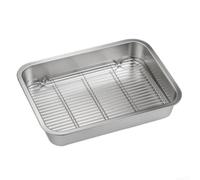 Bandeja para hornear de acero inoxidable con rejilla de refrigeración para asar al horno, bandeja resistente para galletas, no se oxida, apta para lavavajillas, 40 x 30 cm (40 x 30 x 5 cm)