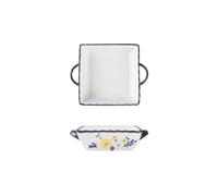 bandeja para hornear Plato for hornear cuadrado de doble oreja, tazón arroz for, plato comida occidental for el hogar, platos especiales for horno, for verduras Bandejas para hornear(Dark blue)
