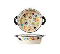 bandeja para hornear Platos de horneado en casa gran capacidad y alta temperatura, vajilla Vintage bajo vidriado, plato cena profundo con mango Bandejas para hornear(19cm)