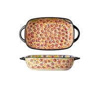 bandeja para hornear Vajilla de cerámica gran capacidad for el hogar, tazón fideos, sopa, ensaladera, plato Retro doble oreja resistente a altas temperaturas for hornear Bandejas para hornear(27.5cm)