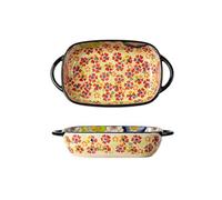 bandeja para hornear Vajilla de cerámica gran capacidad for el hogar, tazón fideos, sopa, ensaladera, plato Retro doble oreja resistente a altas temperaturas for hornear Bandejas para hornear(19.6cm)