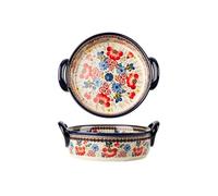 bandeja para hornear Vajilla esmaltada for el hogar, plato de cerámica for hornear a alta temperatura, tazón con mango gran capacidad, hondo Bandejas para hornear(18.5cm)