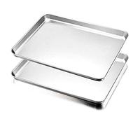 Bandeja para horno, juego de 2 bandejas de acero inoxidable de HaWare, 40 x 30 x 2,5 cm, bandeja rectangular para horno con grasa, bandeja para hornear y servir, no tóxica y saludable, fácil de