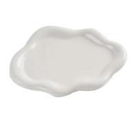 Bandeja para Joyas 2 Pcs Simple Jewelry Storage Tray Creative Cloud Shapes Electroplated Earrings Ring Display Desktop Dish(White)