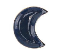 Bandeja para joyas con forma de luna, exquisita placa de cerámica impresa dorada