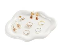 Bandeja para joyas, de plástico, taza de joyas, en forma de nube, linda placa decorativa regalo para mujeres, bandejas para joyas, anillos, collares, pulseras, llaveros, cosméticos, perfume (blanco)