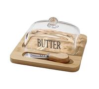 Bandeja Para Mantequilla - Recipiente de Almacenamiento de Vidrio con Tapa | Conservador De Mantequilla Con Cortador,Para Hogar Cocina Encimera Mesa Comedor Desayuno Picnic Cafetería Panadería